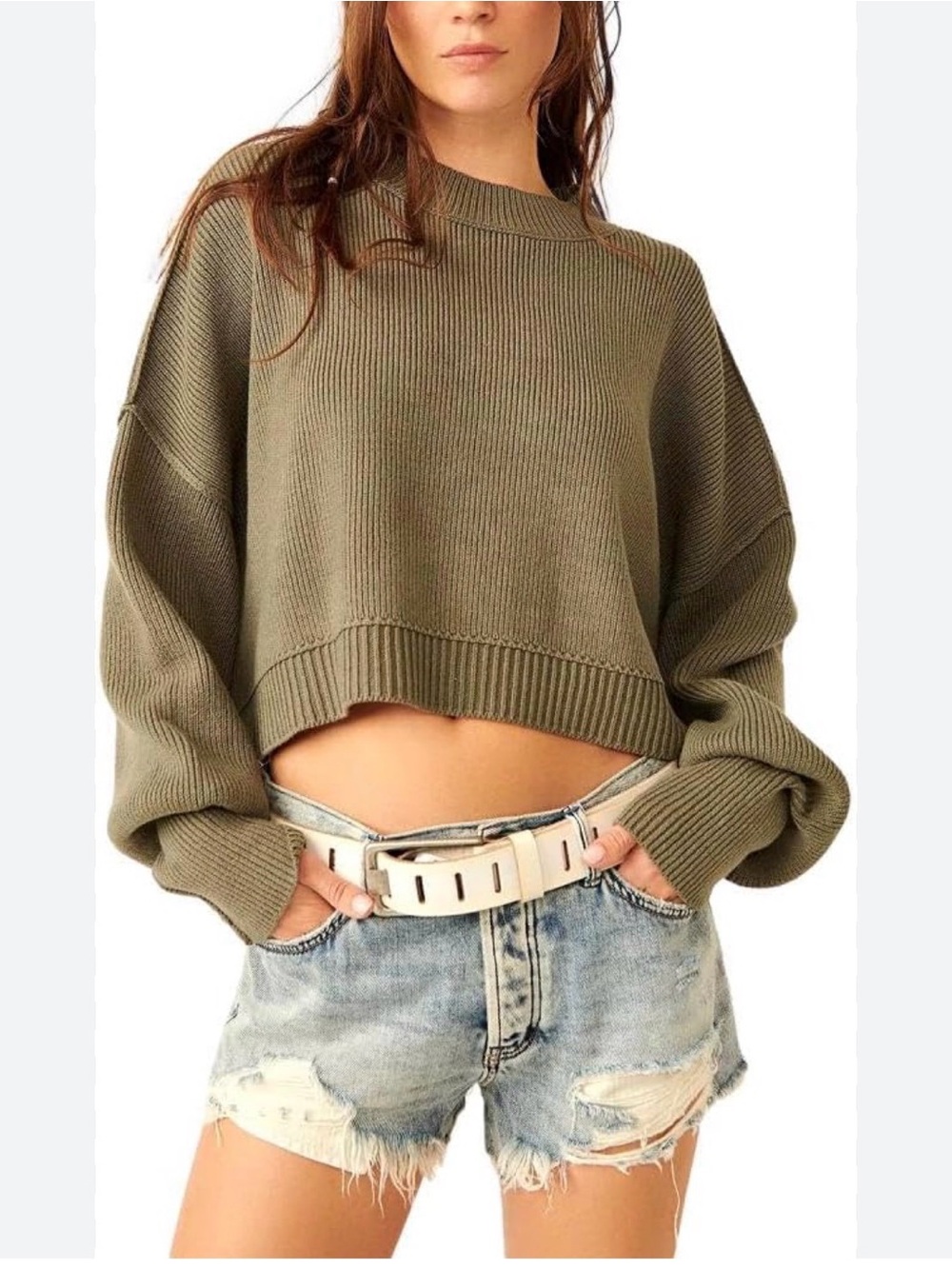 Free People Women's Easy Street Cropped Sweater Size L